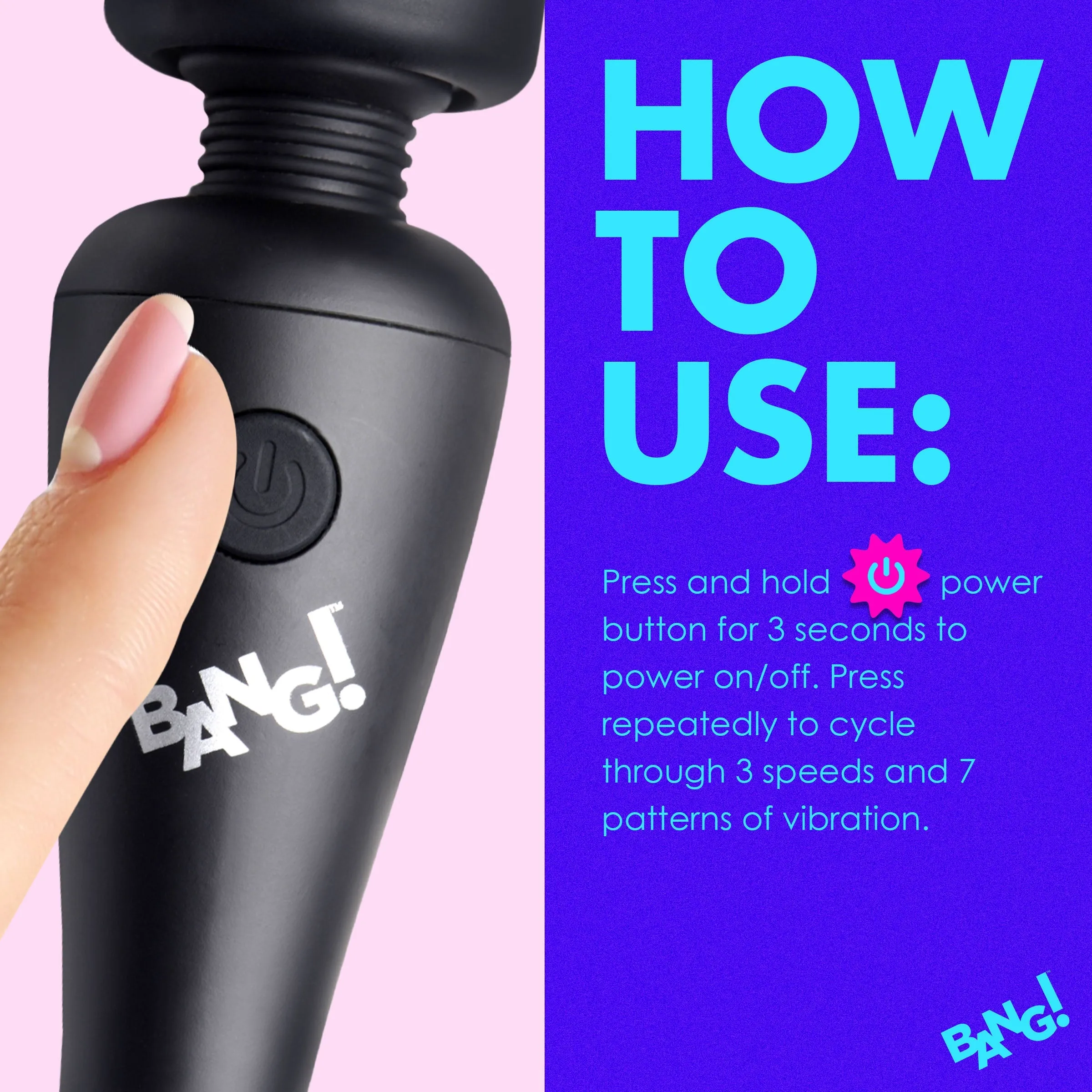 10X Vibrating Mini Silicone Wand - Black
