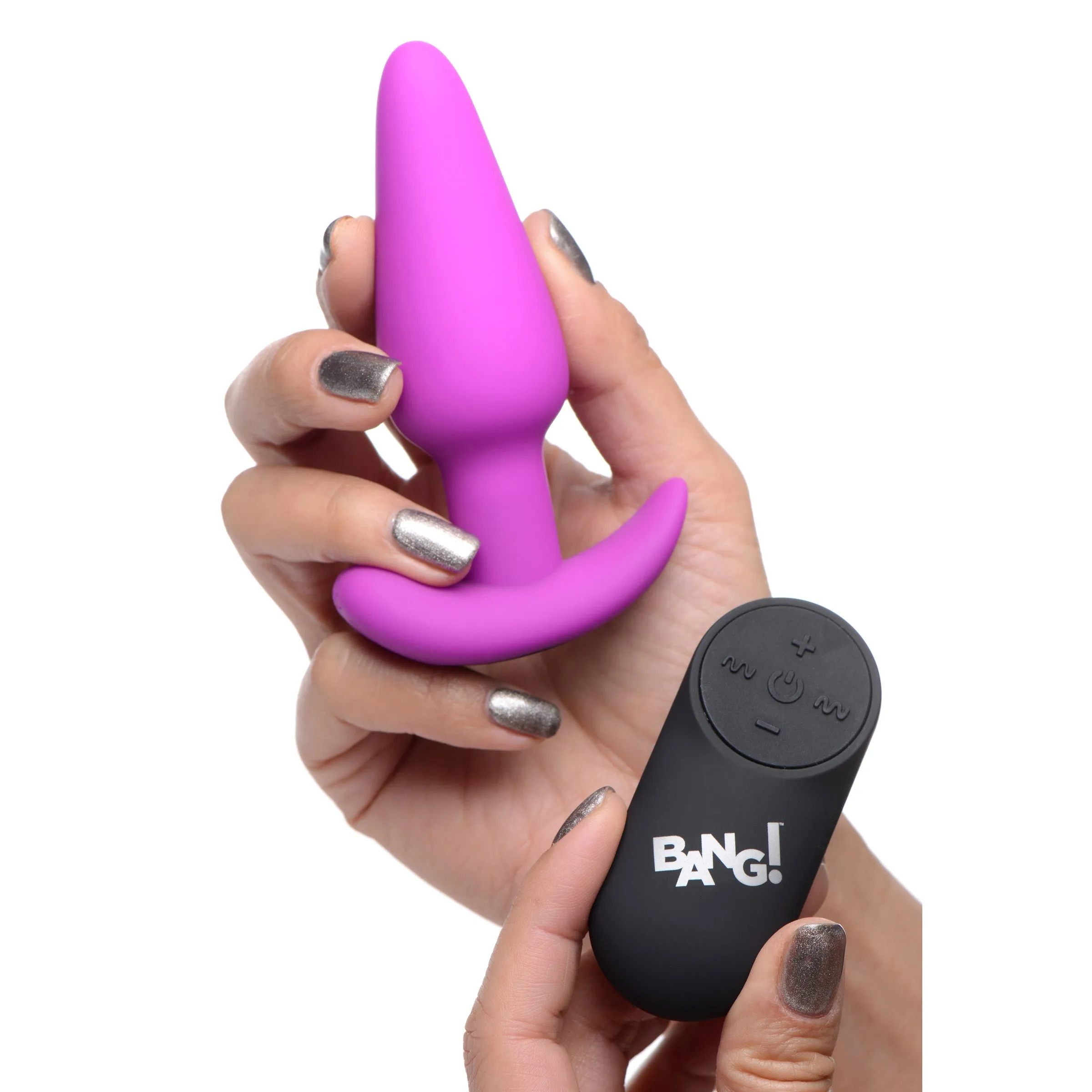 21X Remote Control Vibrating Silicone Butt Plug - Purple