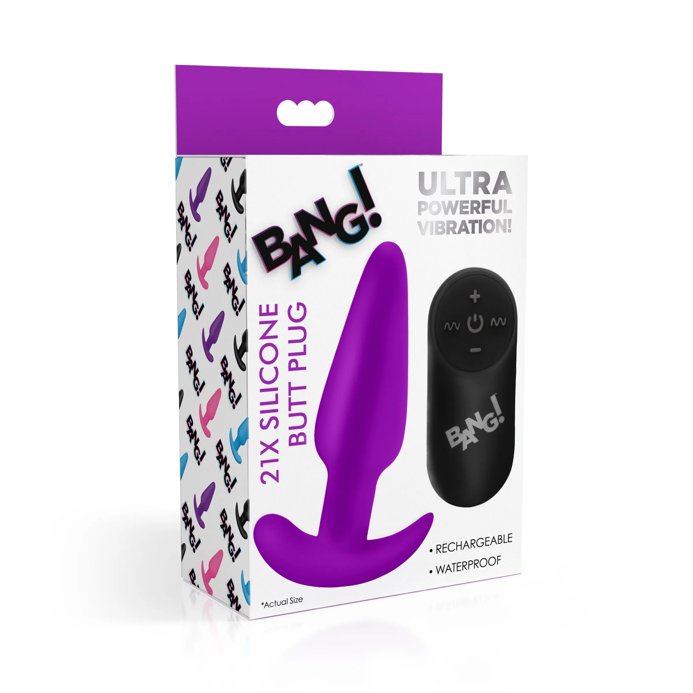 21X Remote Control Vibrating Silicone Butt Plug - Purple