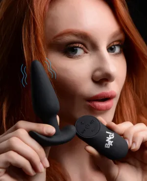 21x Silicone Butt Plug With Remote - Black