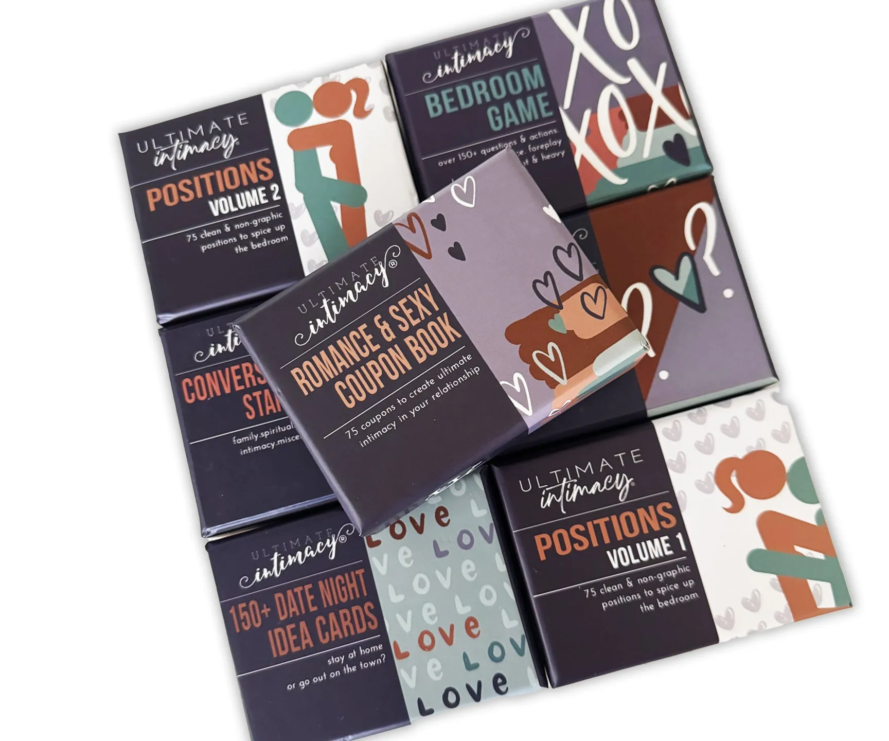All 7 Card Decks (Positions Volume 1 and 2, Bedroom Game, Conversation Starters, Truth or Dare, Romantic and Sexy Coupons, Date Night Ideas)