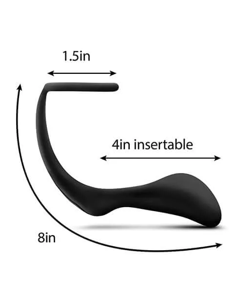 Anal Adventures Platinum Cock Ring Plug - 100% Silicone, Prostate Massage, Black