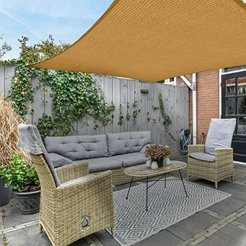 AsterOutdoor Sun Shade Sail Triangle 16' x 16' x 16' UV Block Canopy for Patio Backyard Lawn Garden Outdoor Activities, Cream