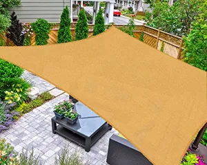 AsterOutdoor Sun Shade Sail Triangle 16' x 16' x 16' UV Block Canopy for Patio Backyard Lawn Garden Outdoor Activities, Cream