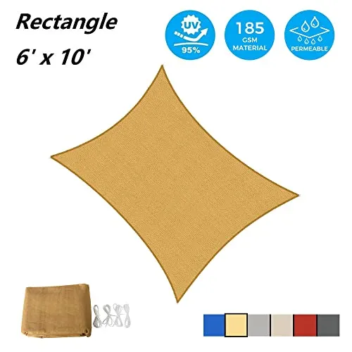 AsterOutdoor Sun Shade Sail Triangle 16' x 16' x 16' UV Block Canopy for Patio Backyard Lawn Garden Outdoor Activities, Cream