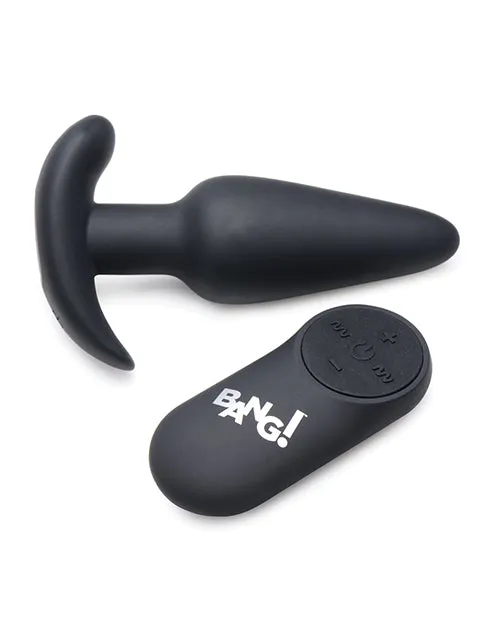 Bang! 21X Vibrating Silicone Butt Plug w/ Remote - Black