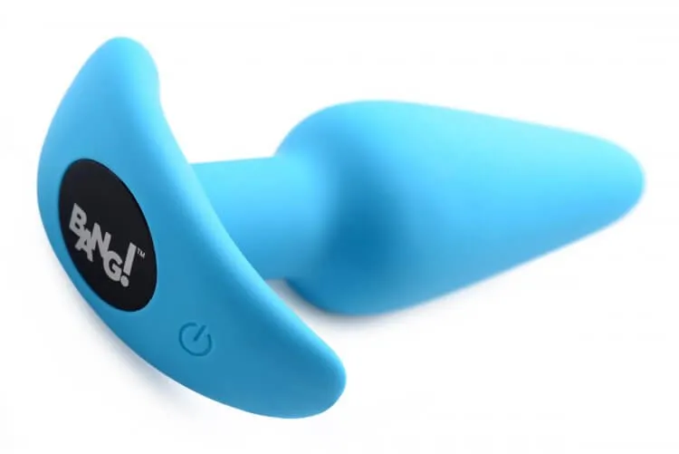 Bang! 21X Vibrating Silicone Butt Plug with Remote Control Blue