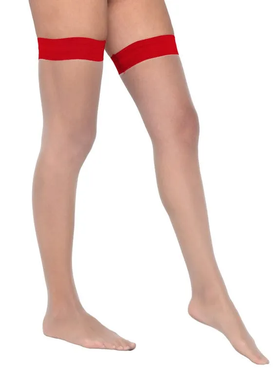 Black Sheer Stay Up Thigh High Sexy Stockings (Red and Pink are Available)