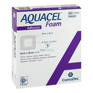 Convatec Aquacel Foam Adhesive Dressings 8cm x 8cm - 10 Pack