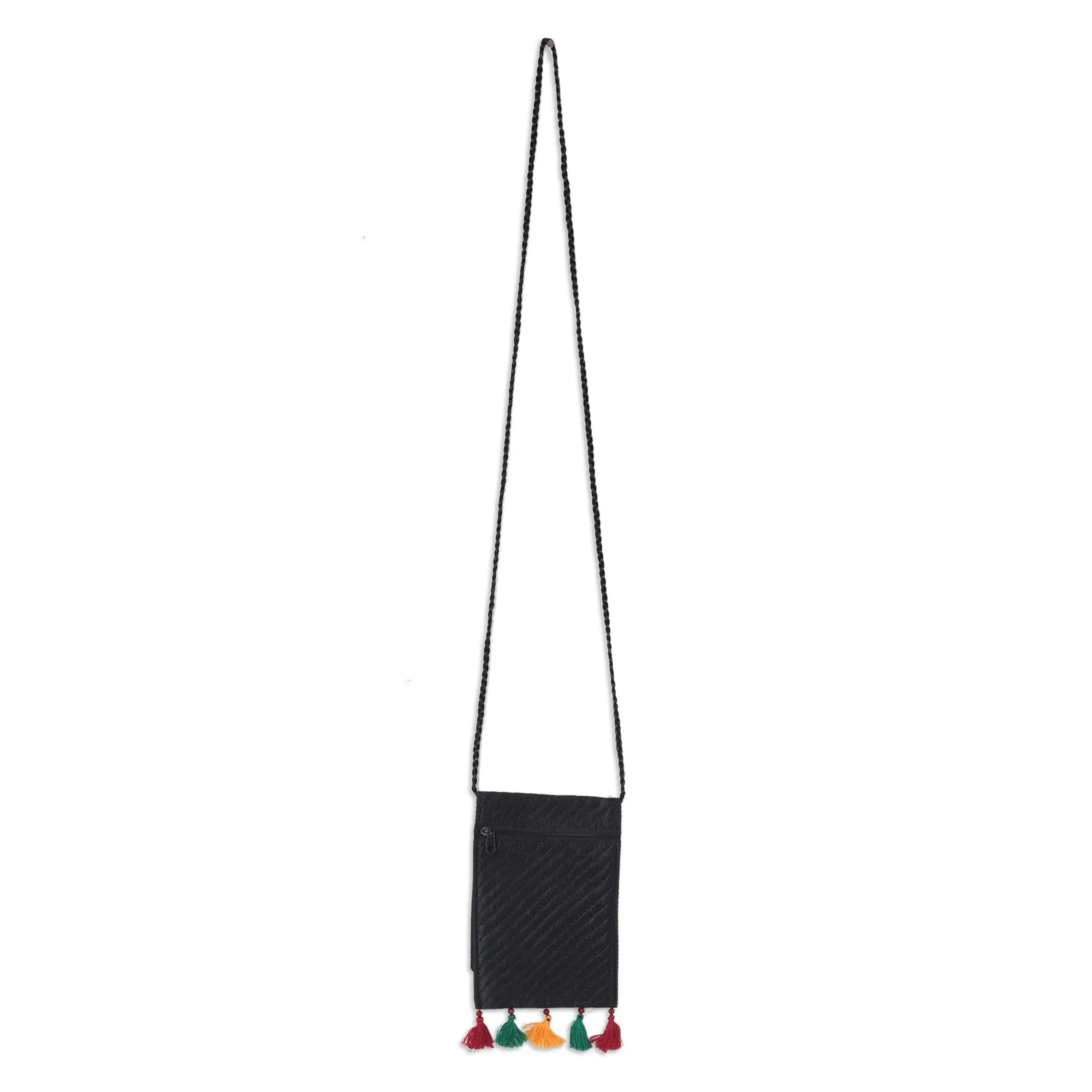 Handmade Embroidered Sling Bag with Tassels and Beads - Creative Appeal