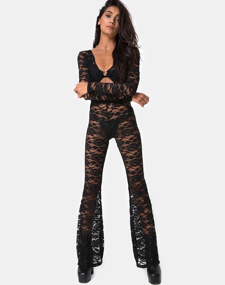 Herlom Flare Trouser in Lace black