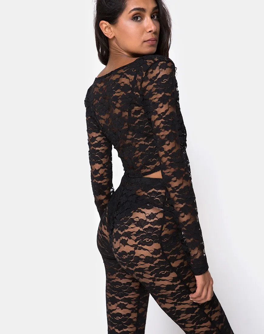 Herlom Flare Trouser in Lace black