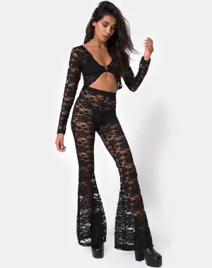 Herlom Flare Trouser in Lace black