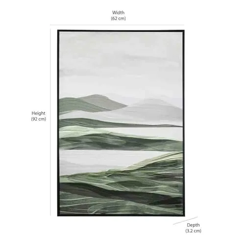 @home by Nilkamal Mountains and Water Decorative Wall Painting |Ideal for Living Room, Bedroom, Office, Hotel and Restaurants |62 x 92 cm| Grey & Green