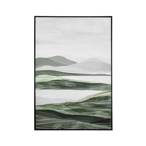 @home by Nilkamal Mountains and Water Decorative Wall Painting |Ideal for Living Room, Bedroom, Office, Hotel and Restaurants |62 x 92 cm| Grey & Green