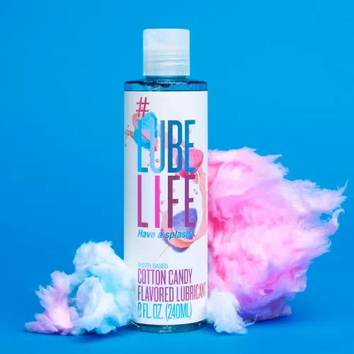 Lube Life Water-Based Cotton Candy Flavored Lubricant, Personal Lube for Men, Women and Couples, Made Without Added Sugar, 8 Fl Oz