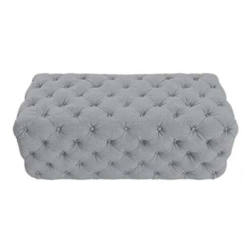 LUSTRE ENTERPRISE Kaamos15 Chesterfield Two Seater Coffee Table Cum Ottoman Light Grey Fabric (W 47" x D 16" x H 18")
