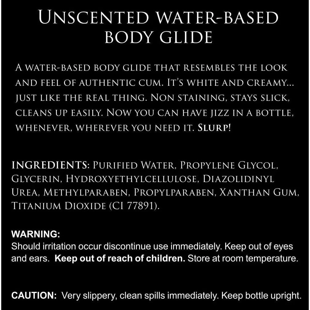 Master Series Jizz Unscented Water-Based Body Glide - 16 Oz