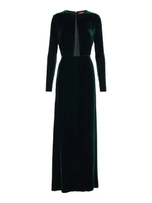 MaxMara Studio Baia Women's Long Dress in Sateen Velvet in Green