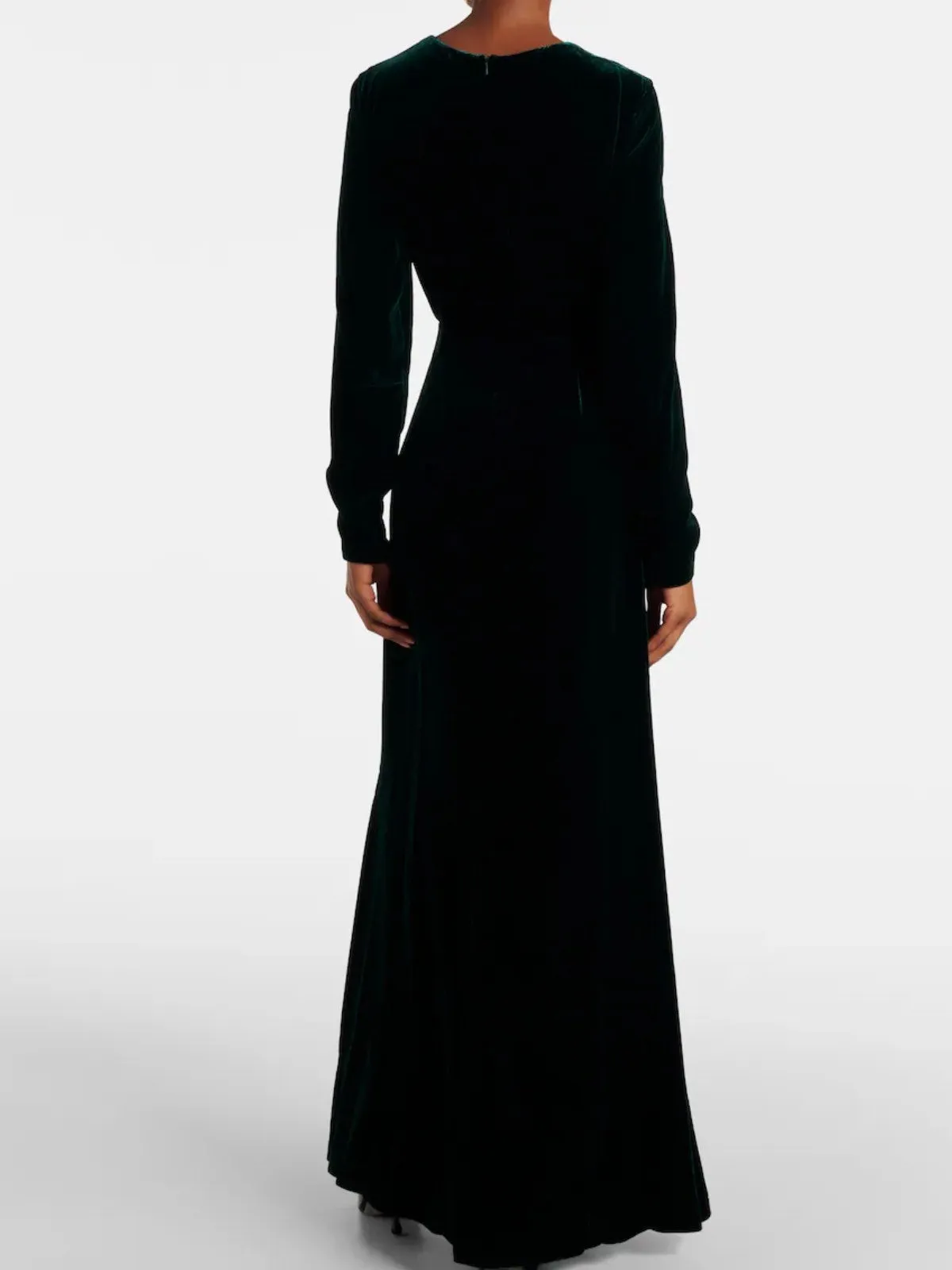 MaxMara Studio Baia Women's Long Dress in Sateen Velvet in Green