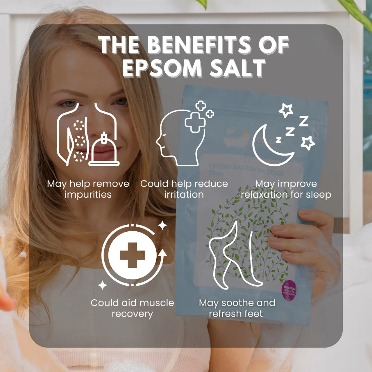 Plain Epsom Salt Bath Soak - Pouch | 500g & 1000g