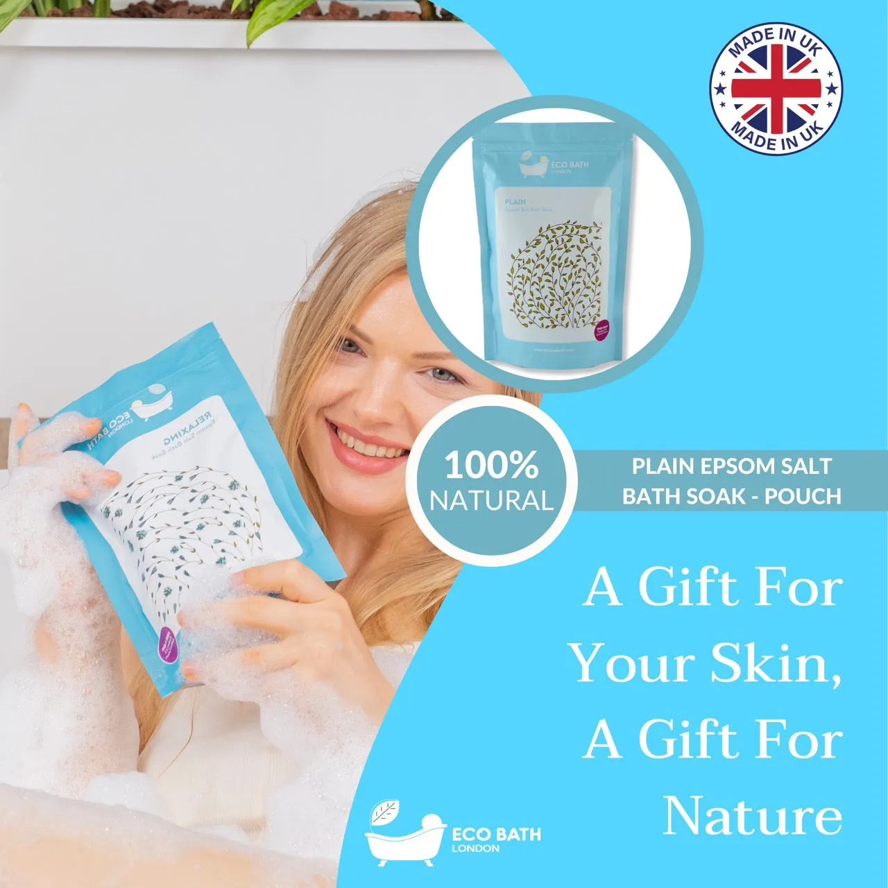Plain Epsom Salt Bath Soak - Pouch | 500g & 1000g