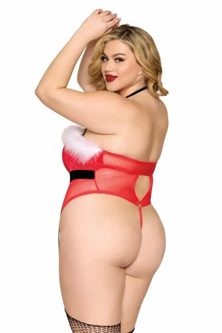 Plus Size Velvet Santa Lingerie Teddy