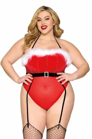 Plus Size Velvet Santa Lingerie Teddy