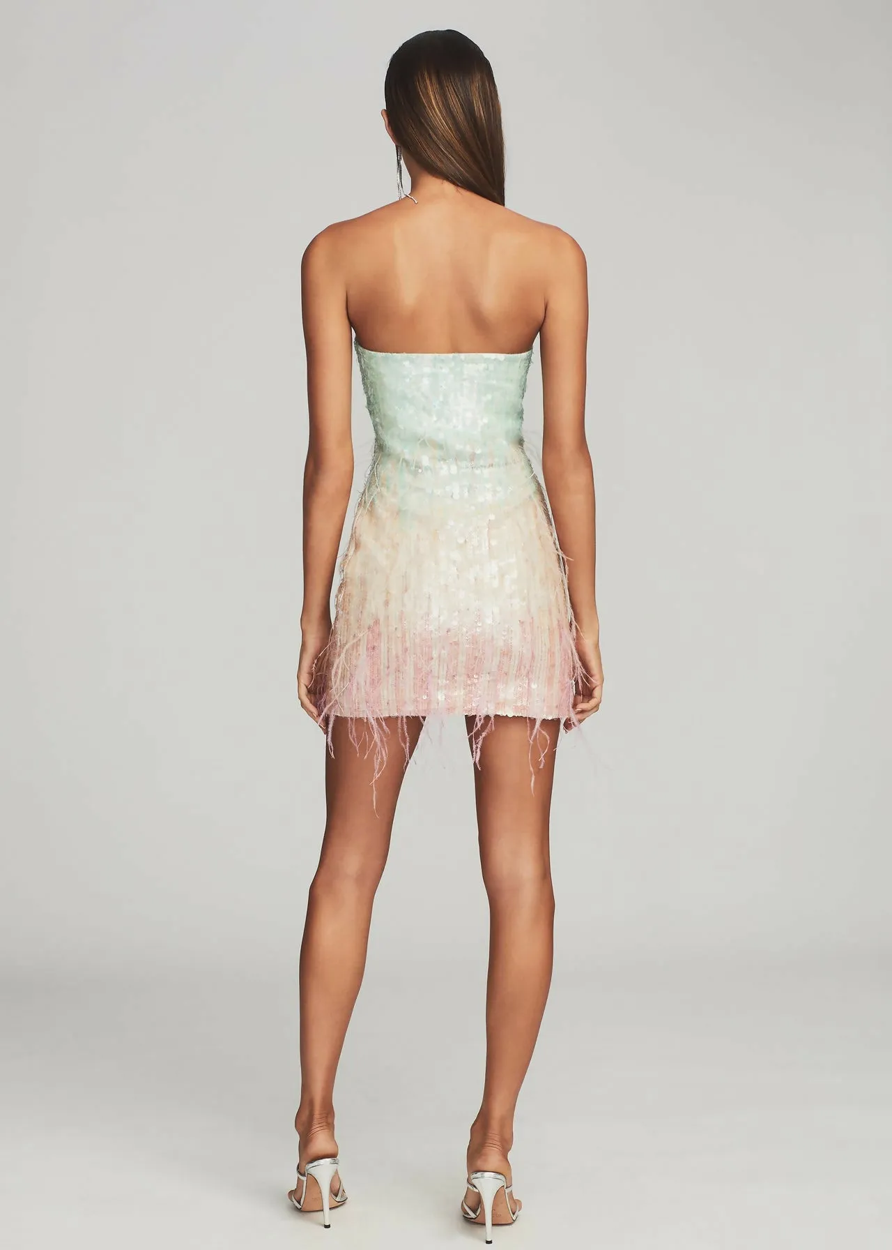 Retrofete Anastasia Sequin Feather Mini Dress in Feather Size AU 8