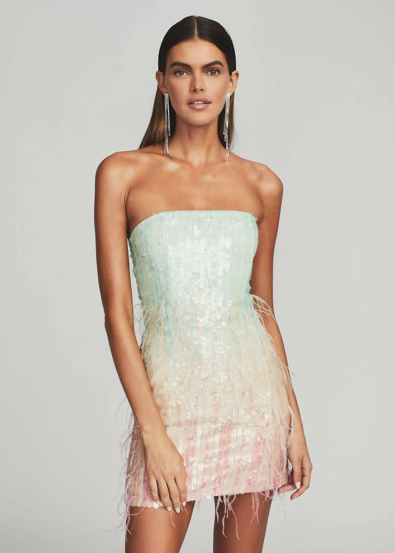 Retrofete Anastasia Sequin Feather Mini Dress in Feather Size AU 8