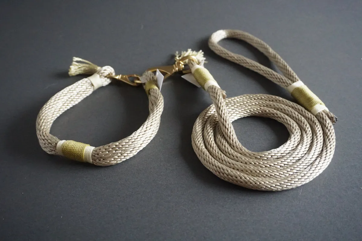 Rugged Wrist Hudson Dog Rope Collar: Gold Olive