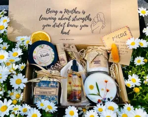 Self care gift for new mum, personalized new mum gift, care package, zero- waste gift box, vegan gift box