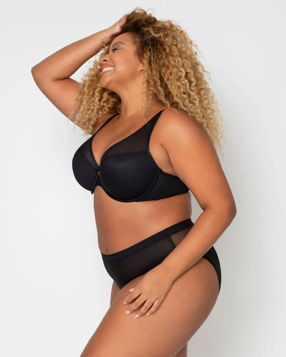 Sheer Mesh Push Up Black- 1310