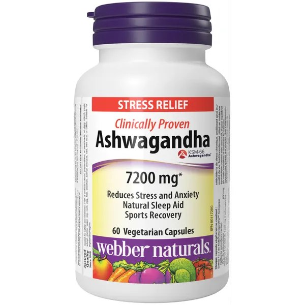 Webber Naturals Ashwagandha, 7200mg, 60 vcaps