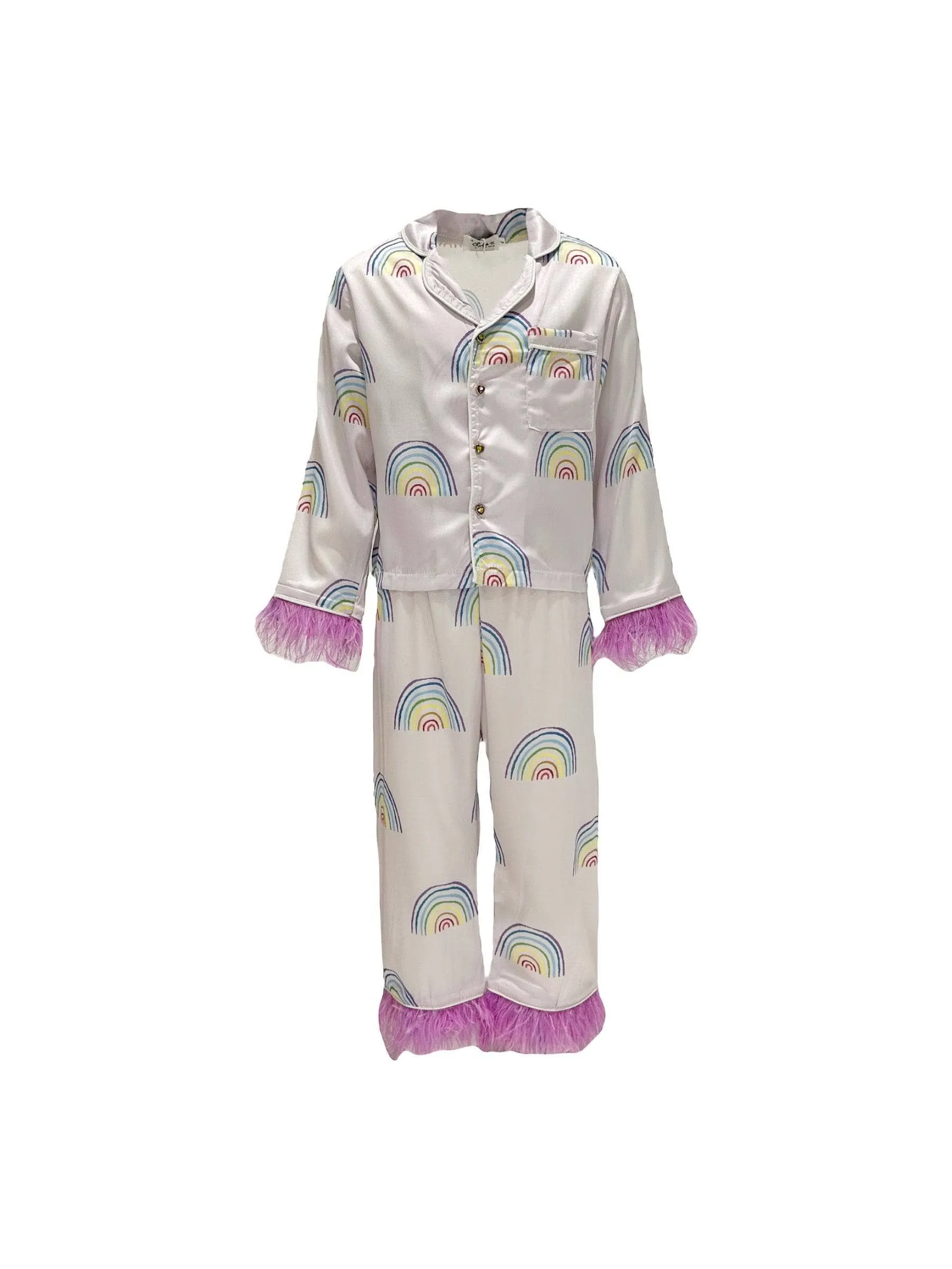 Women's Rainbow Feather Silky Set